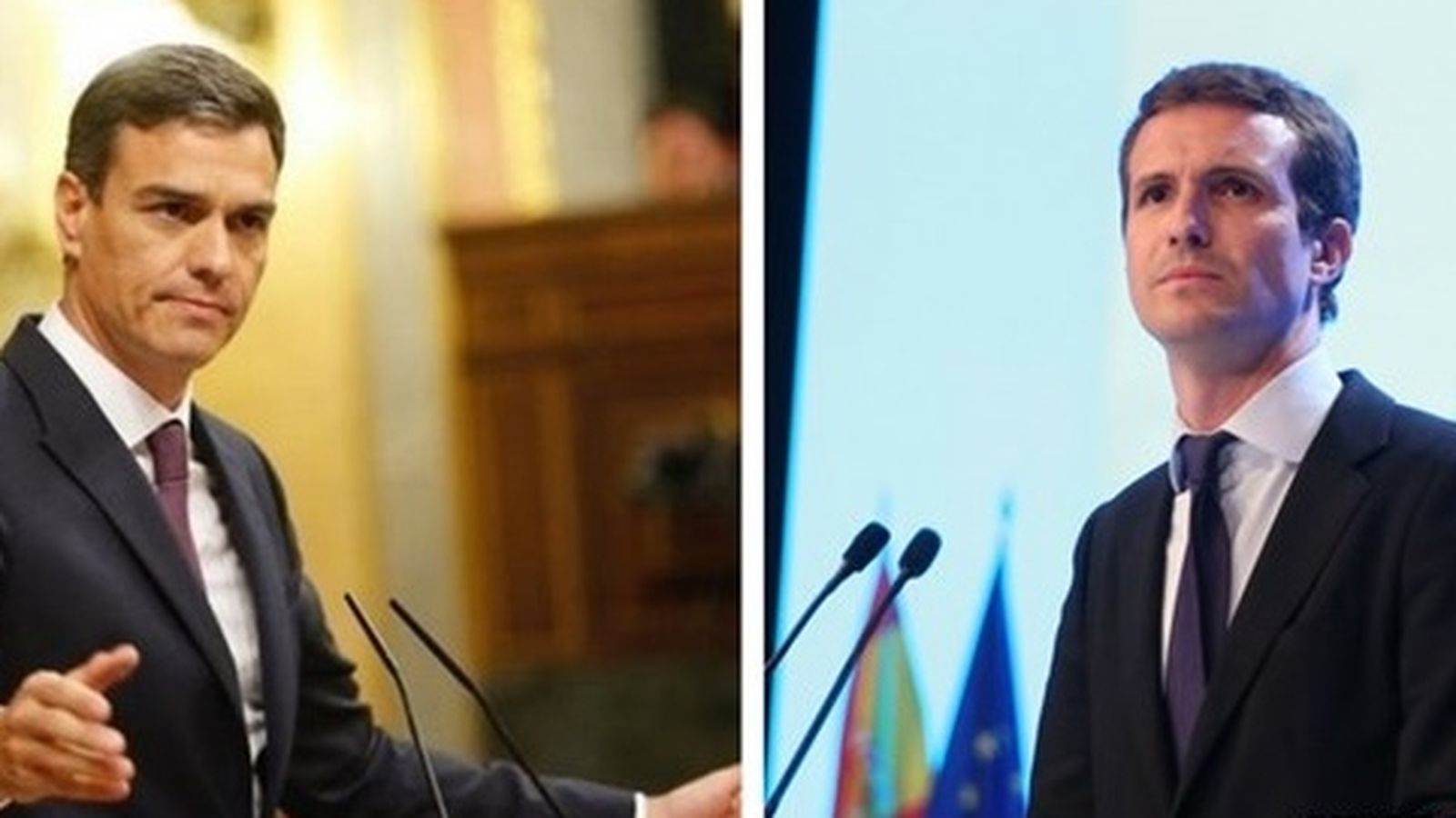 Pedro Sánchez i Pablo Casado en imatges d'arxiu