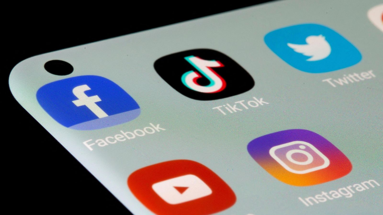 Les aplicacions de Facebook, TikTok, Twitter, YouTube i Instagram en un telèfon intel·ligent