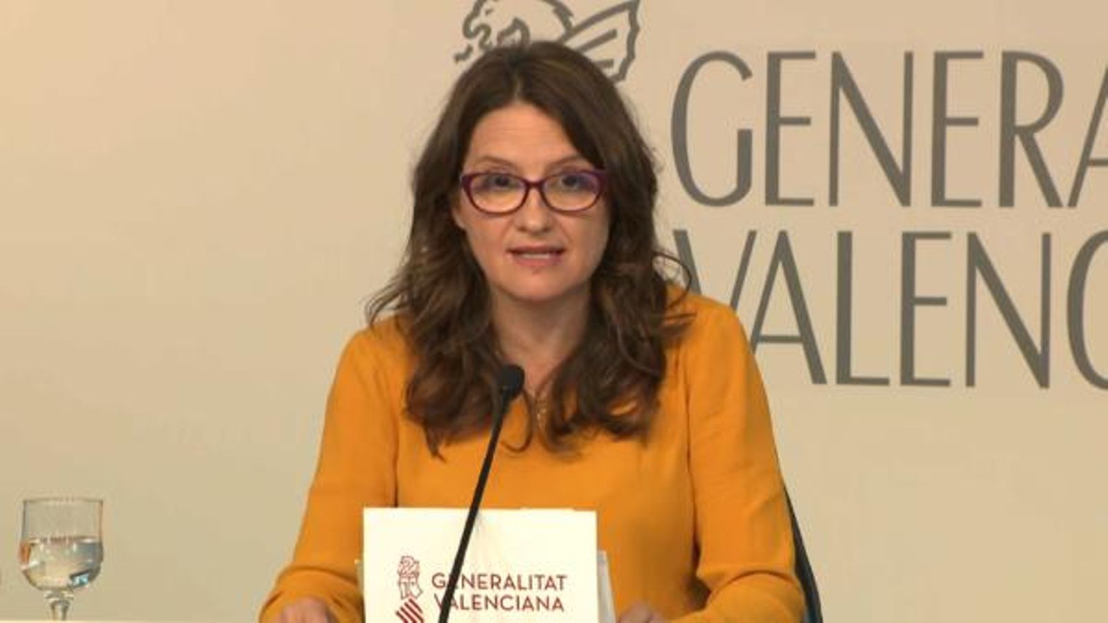 Mónica Oltra, durant la roda de premsa del Ple del Consell