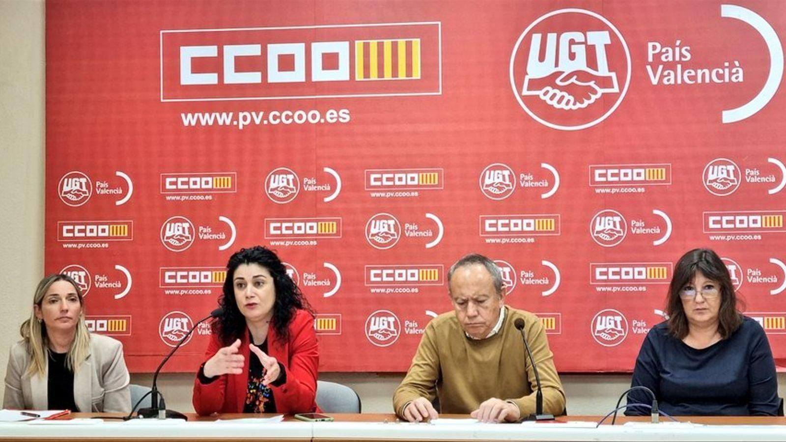 Roda de premsa dels sindicats, este divendres