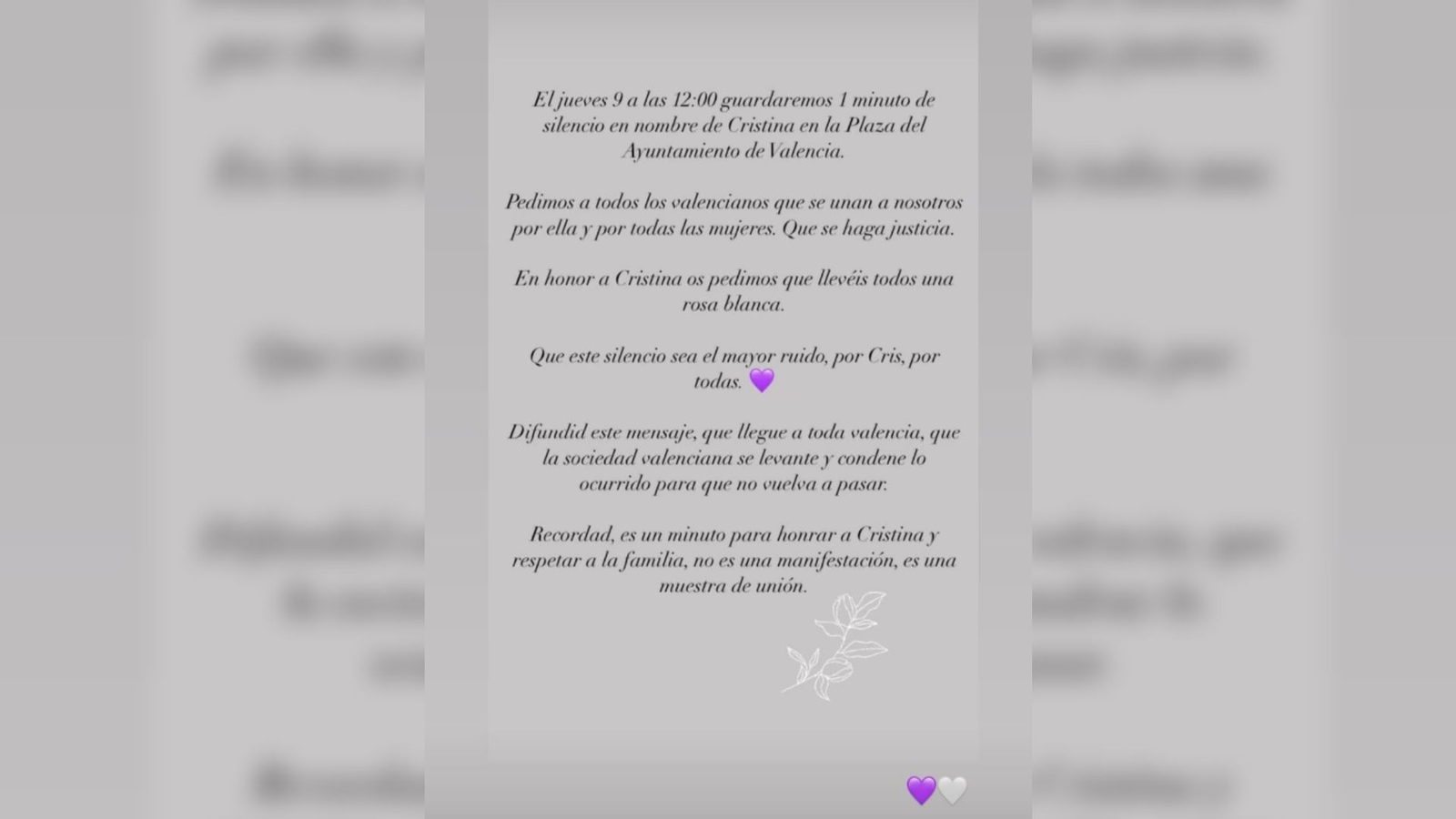 Imatge de la convocatòria que ha difós per xarxes la família de l'assassinada