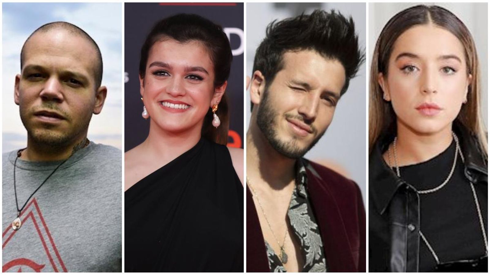Els artistes Residente, Amaia, Sebastián Yatra i Lola Índigo, d'esquerra a dreta.