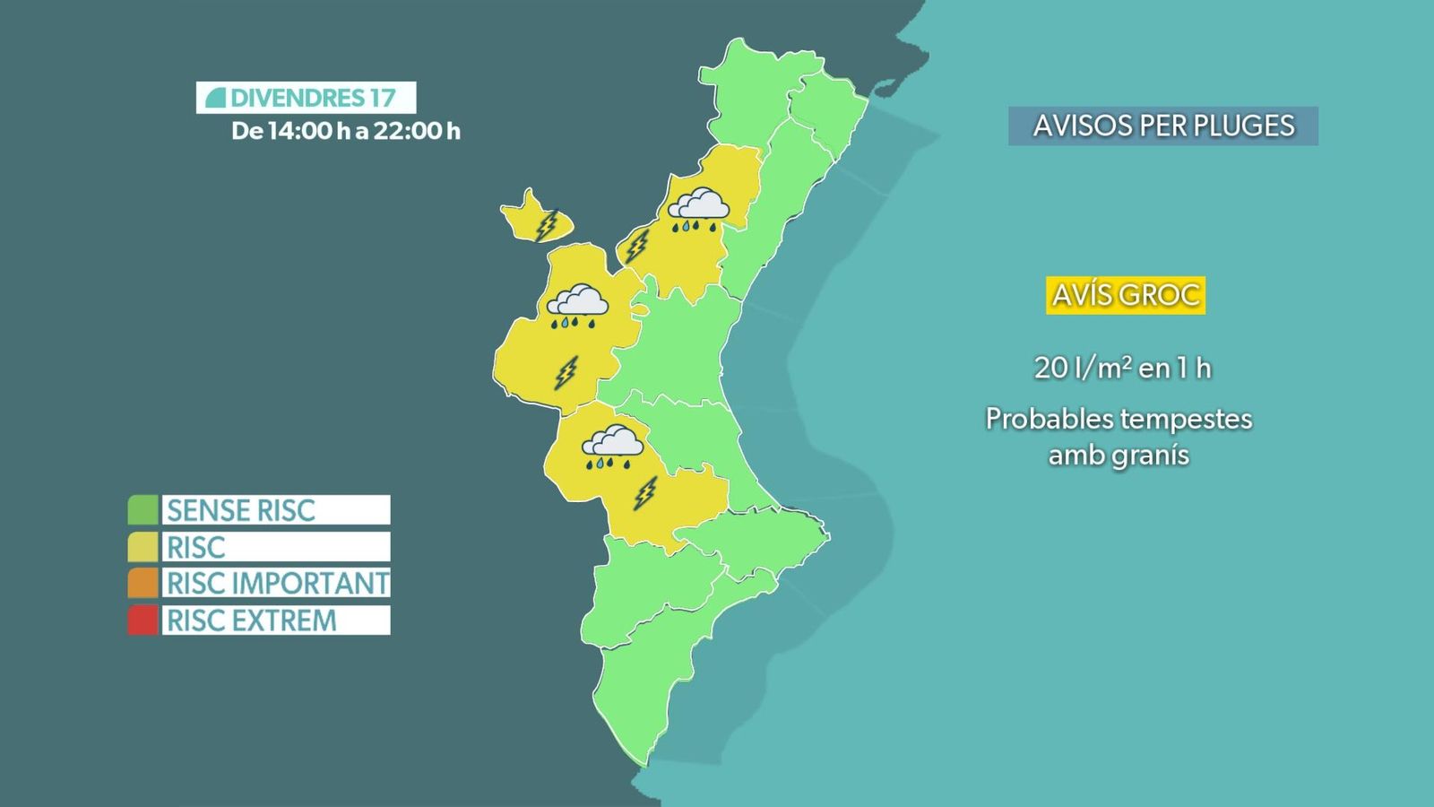 Divendres de vesprada avisos per tempestes AVISOS DIVENDRES 17