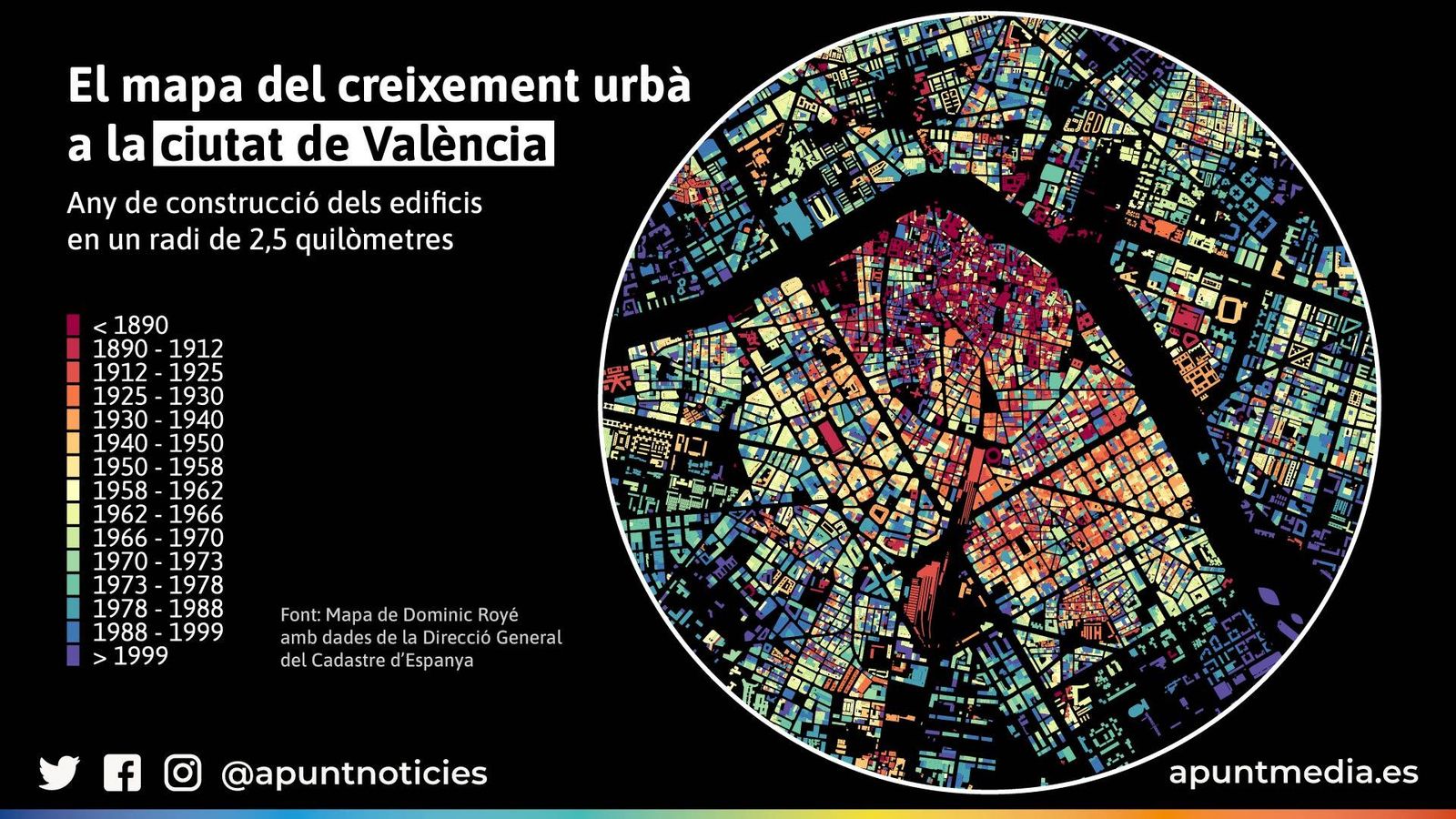Mapa del creixement urbà a la ciutat de València