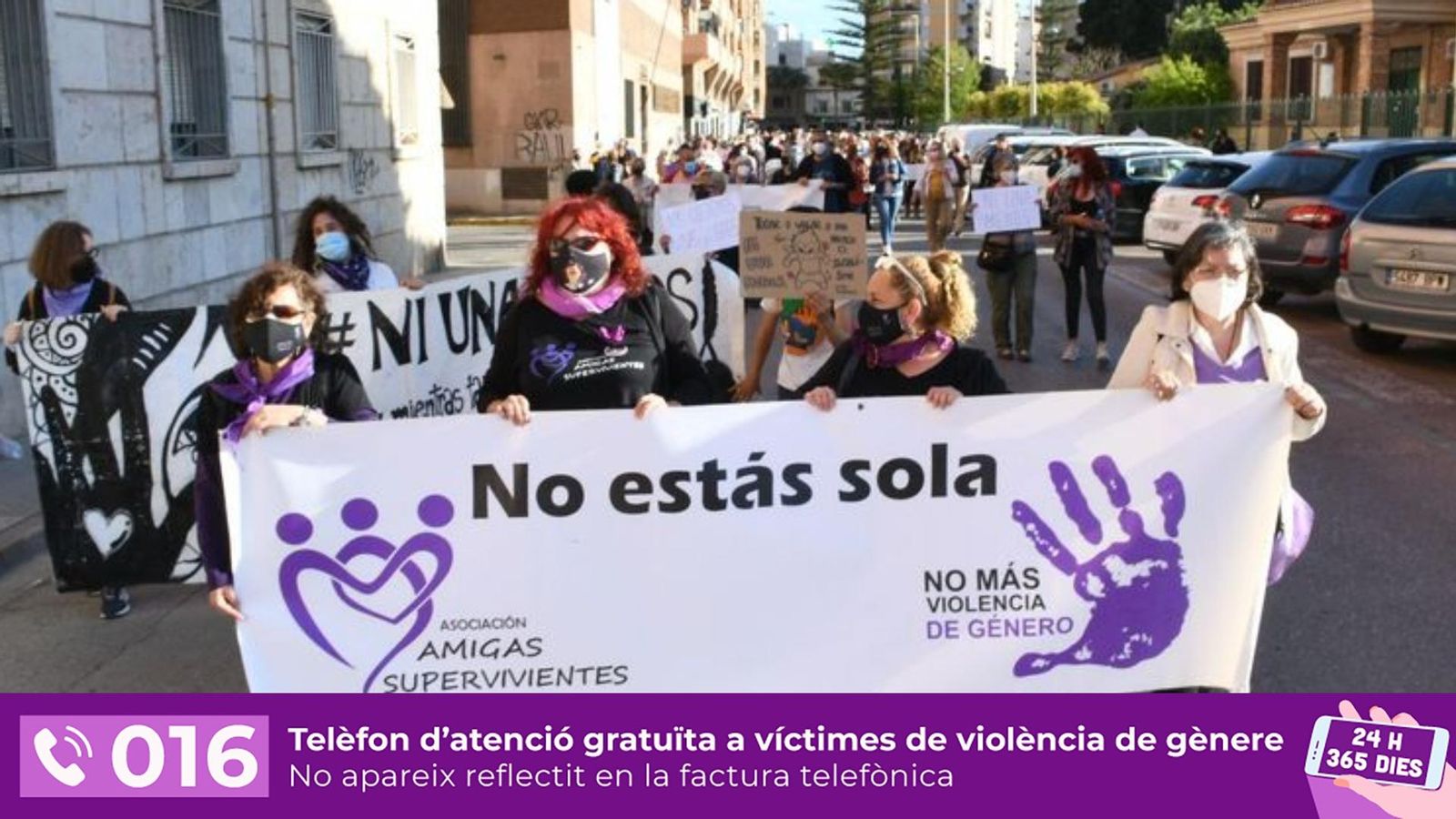 Capçalera de la manifestació en rebuig a l'assassinat masclista ocorregut a Sagunt el 9 de maig