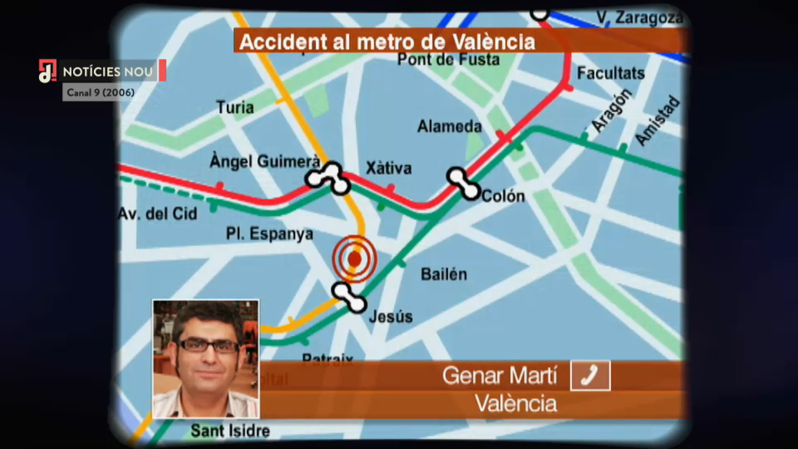 Notícia de l'accident de metro a València a Canal 9