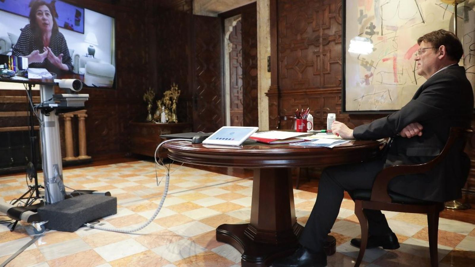 Reunió per videoconferència de Ximo Puig i Francina Armengol