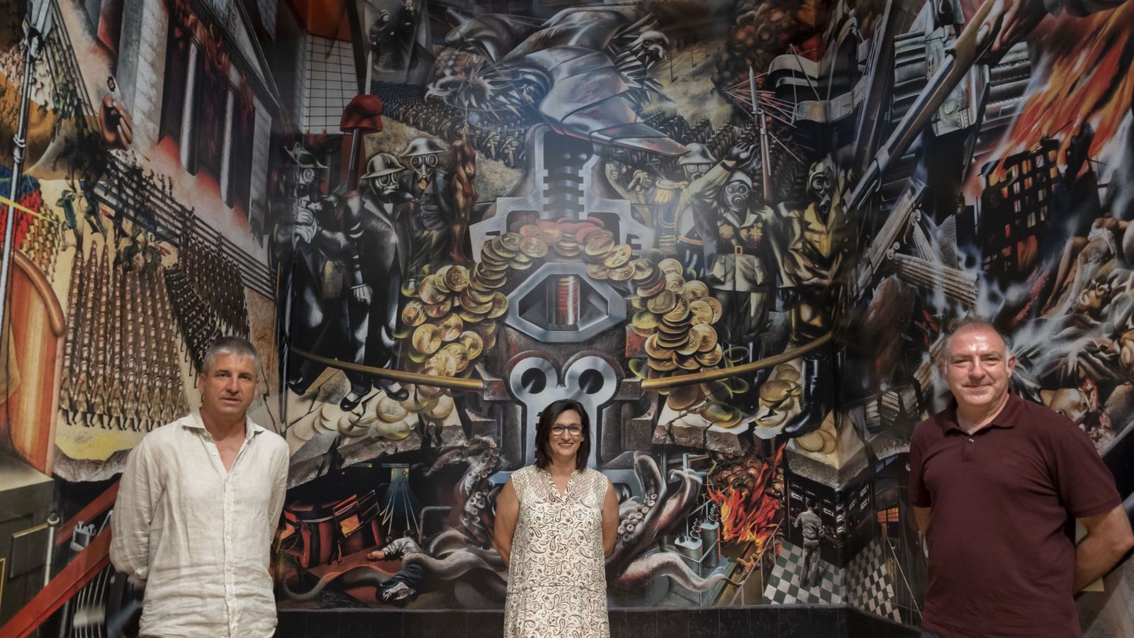 Joan Ramón Escrivà, Nuria Enguita i Josep Salvador en la presentació de l'exposició