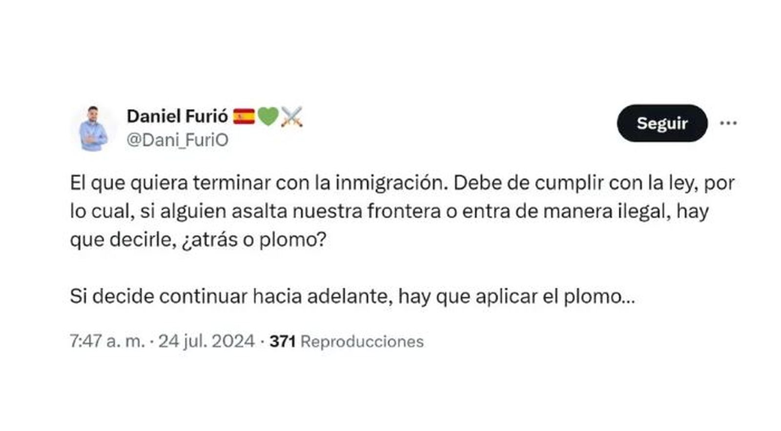 El tuit de Daniel Furió