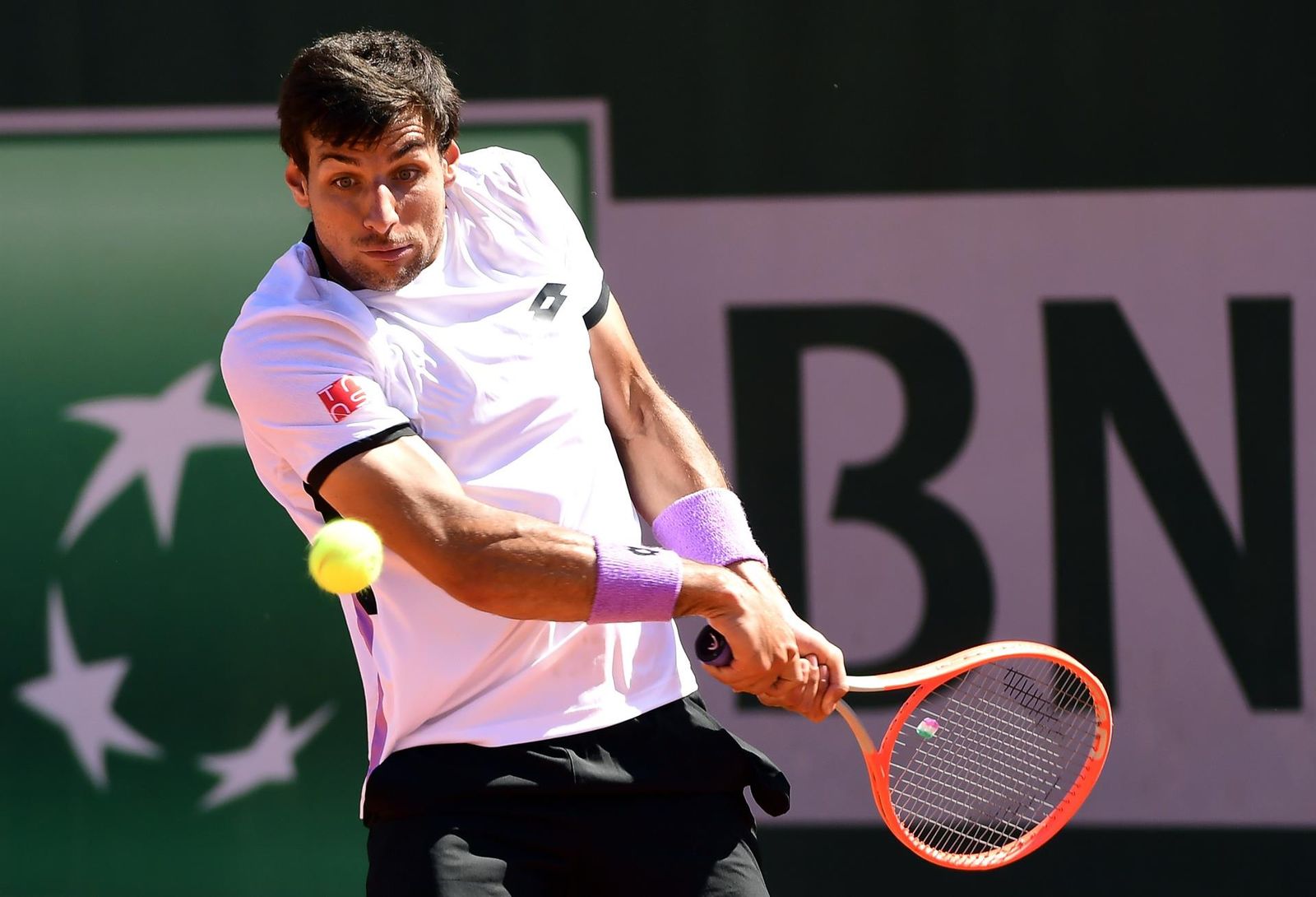 Bernabé Zapata, durant el partit contra Carlos Alcaraz