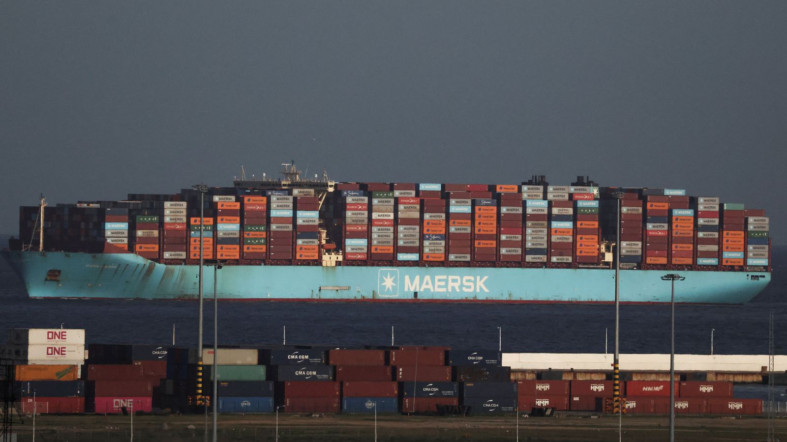 Contenidors marítims a bord d’un vaixell de Maersk