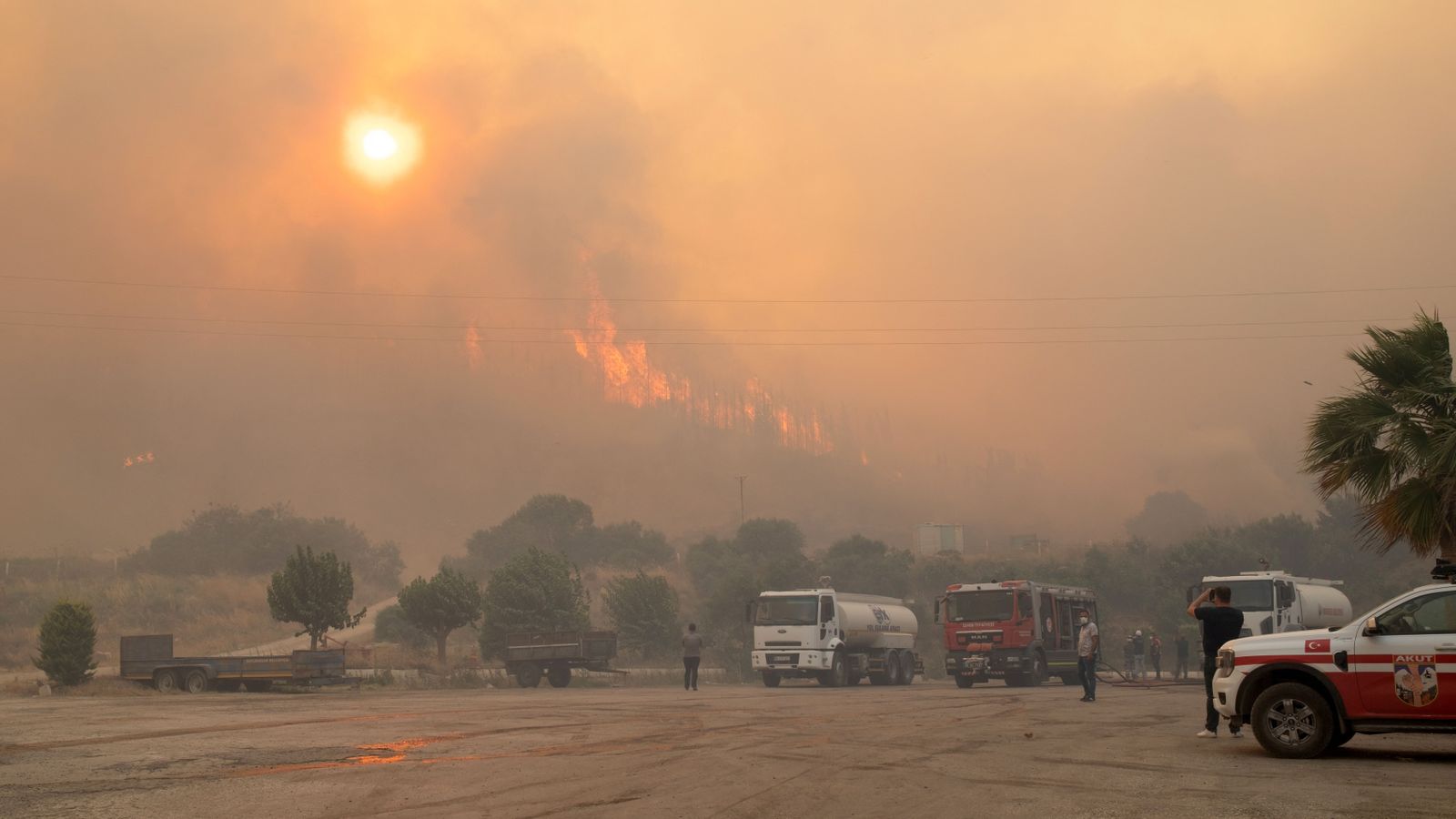 Un incendi forestal crema prop de Seferihisar a la província de Izmir, Turquia