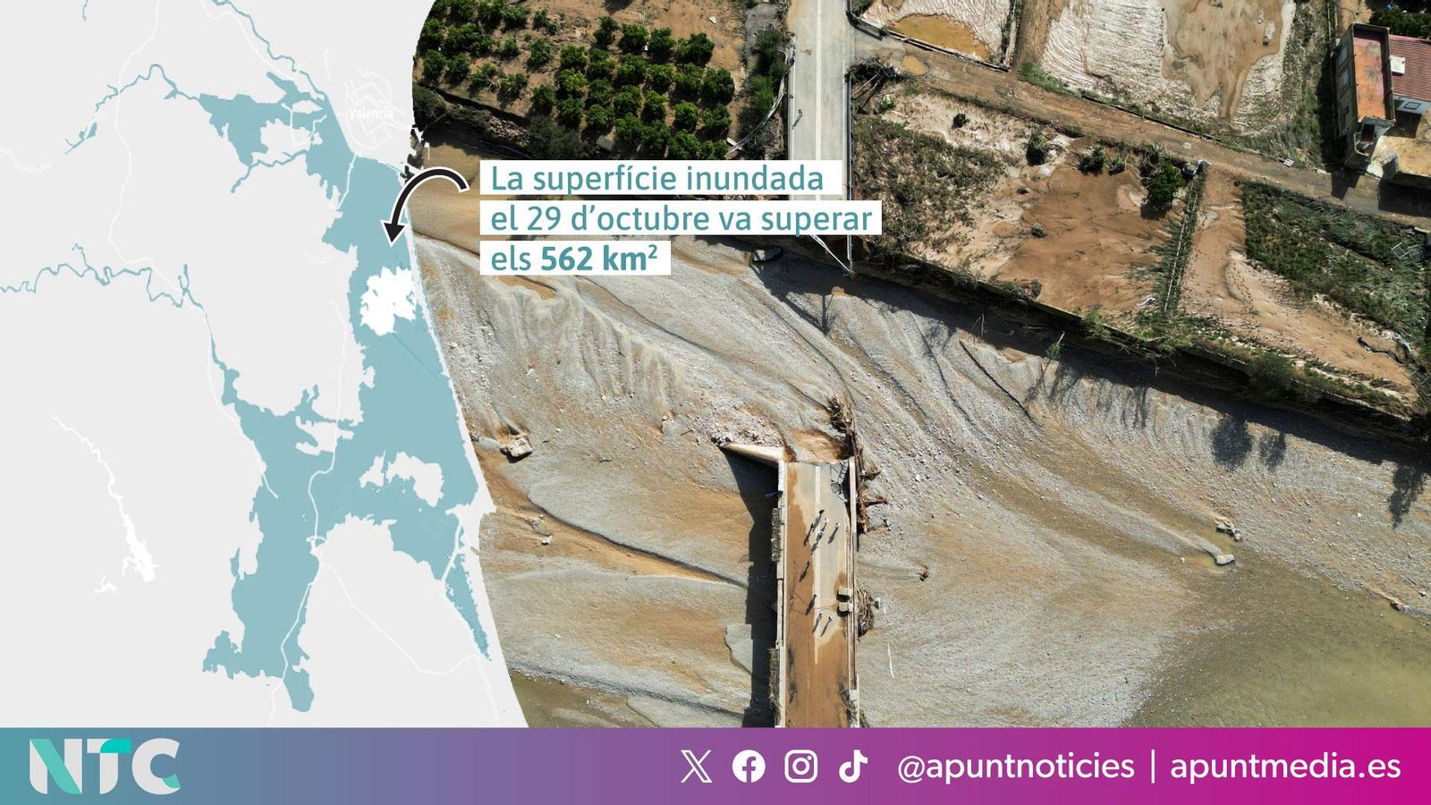 Un estudi de la Universitat de València permet comprovar l'abast real de les inundacions provocades per la DANA