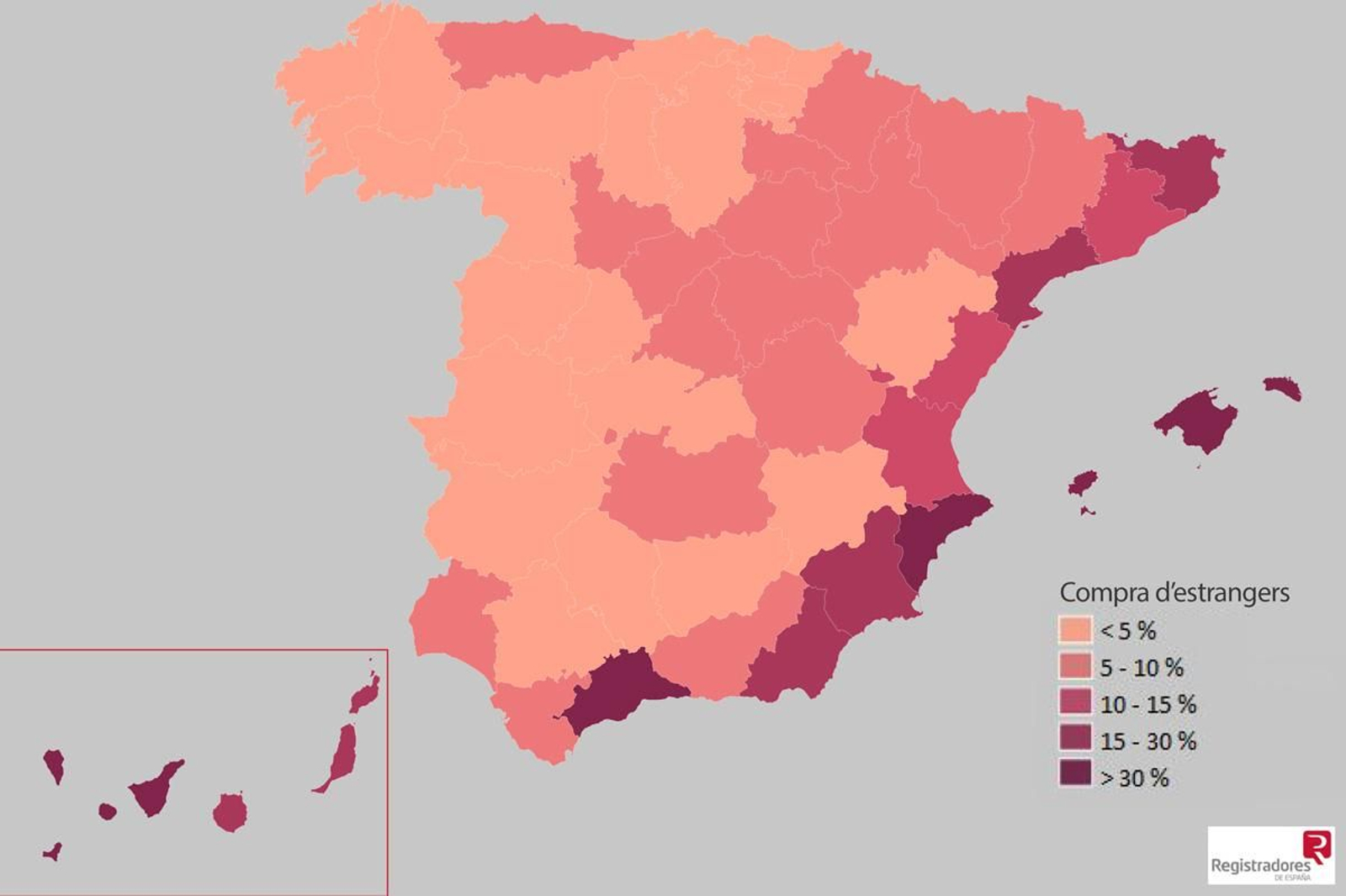 Compra de vivendes per estrangers segons comunitats autònomes