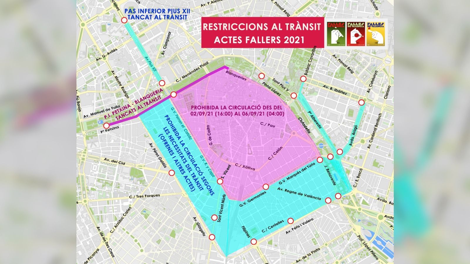 Restriccions al trànsit per actes fallers 2021