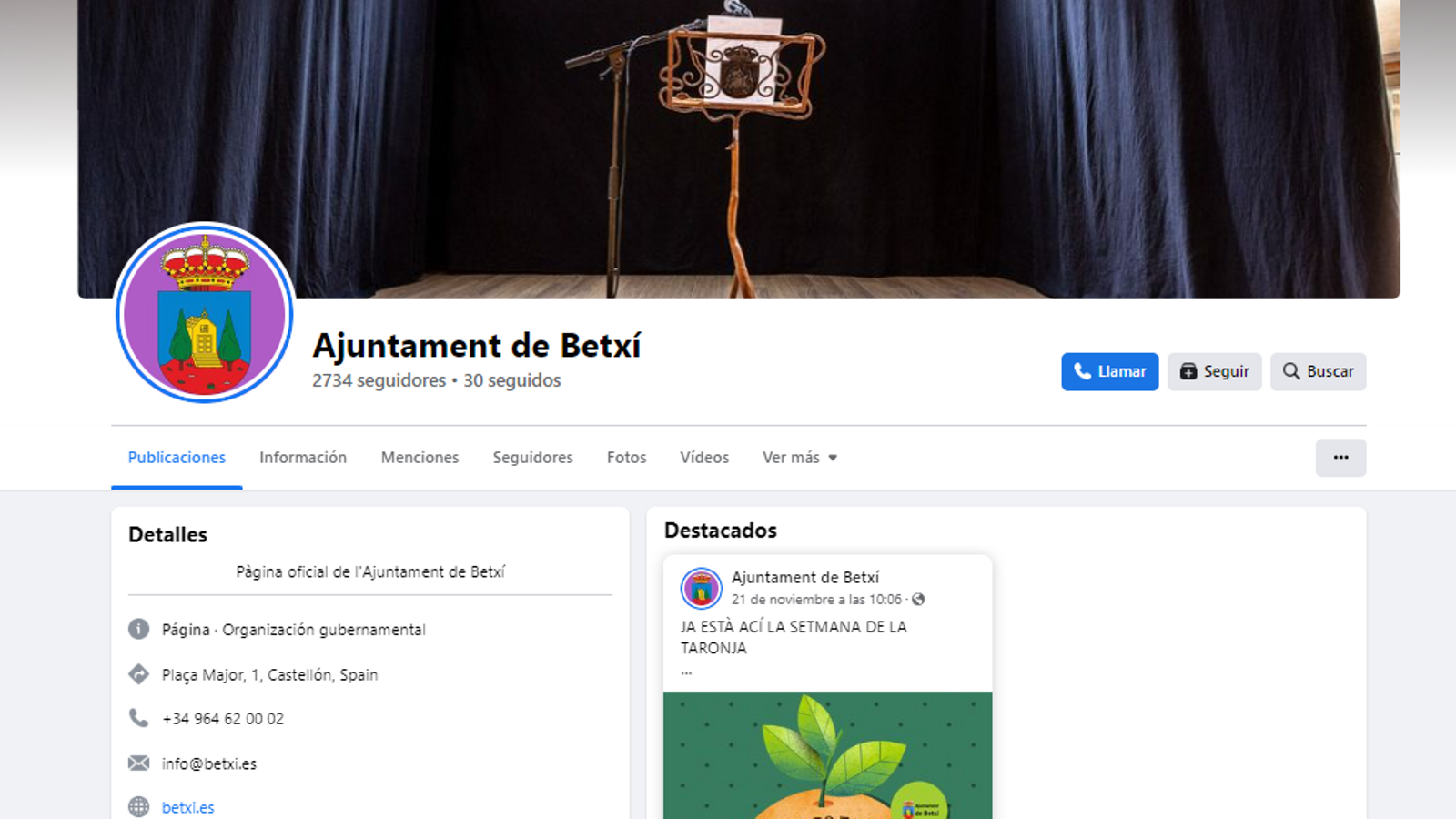 Betxí apareix a Facebook ubicat a Castelló