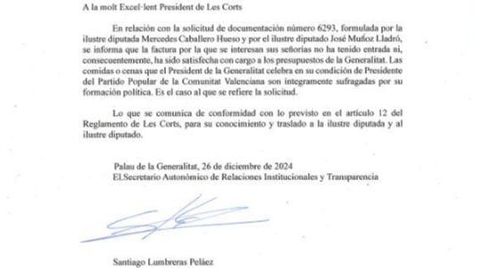 Resposta Presidència