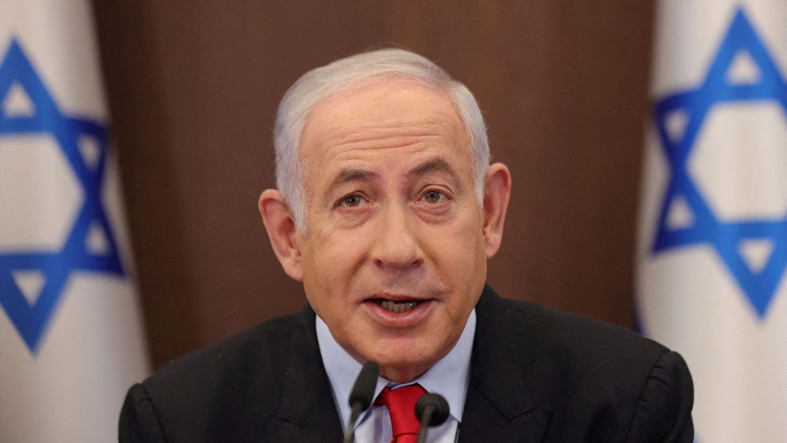 El primer ministre d'Israel,  Benjamí Netanyahu, durant la reunió del seu gavinet aquest dimecres