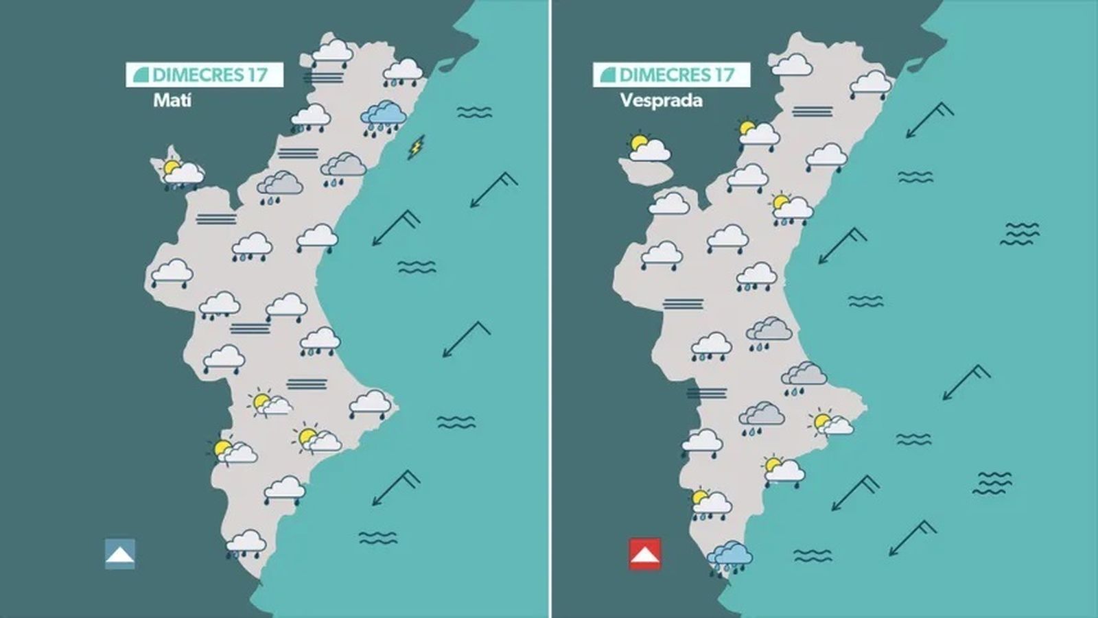La previsió de l'oratge este dimecres