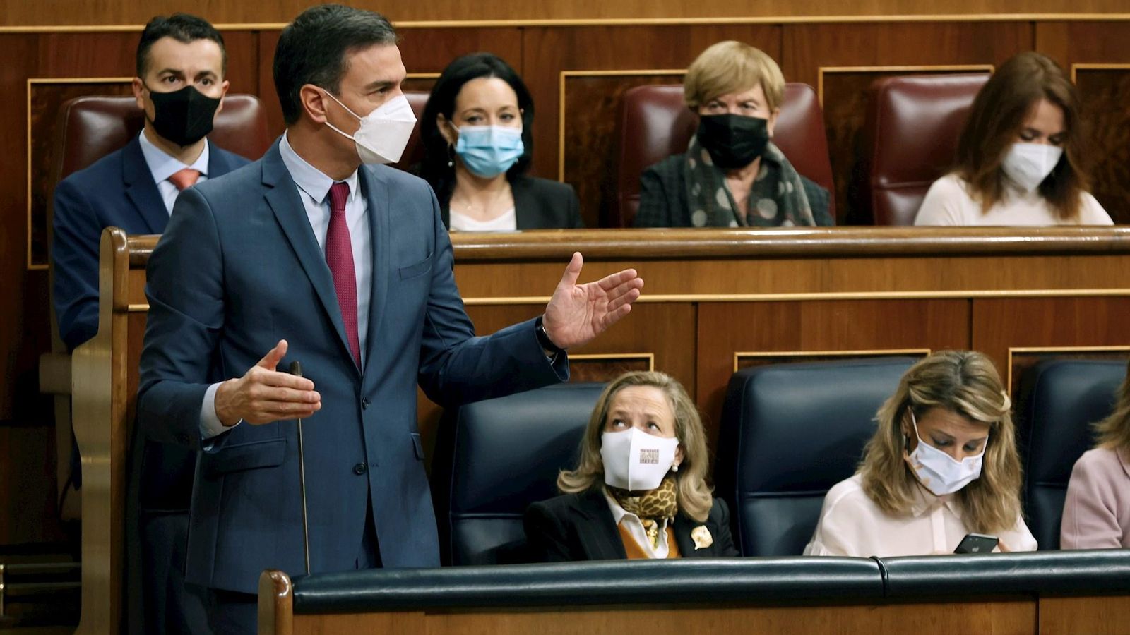 El president del govern espanyol, Pedro Sánchez, durant la sessió de control al Congrés