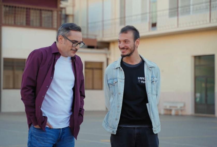 Juancho i Pere Aznar, durant l'entrevista prèvia al monòleg Juancho i Pere Aznar, durant l'entrevista prèvia al monòleg