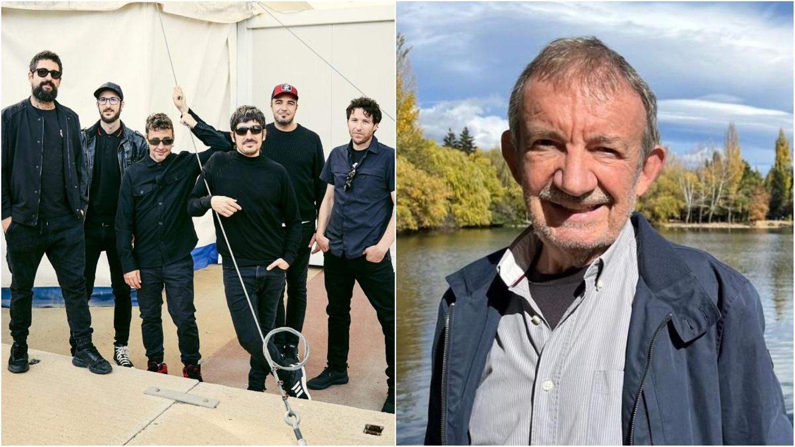 D'esquerra a dreta, el grup Zoo i el filòleg Vicent Pitarch