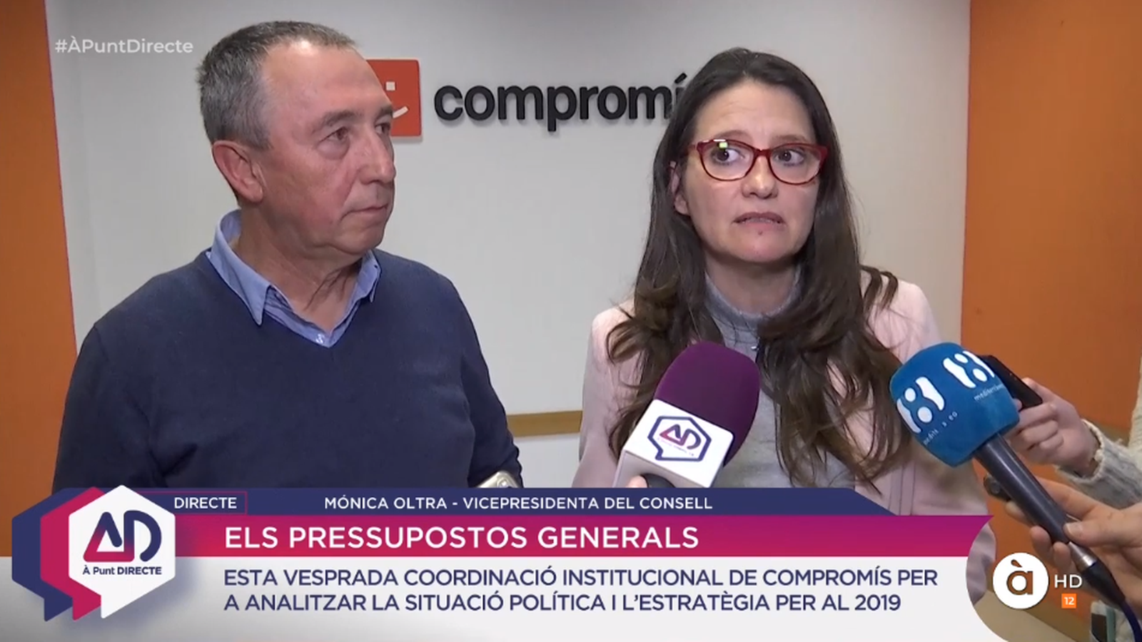 Mónica Oltra i Joan Baldoví en À Punt Directe.