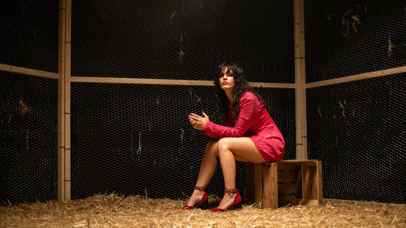 Imatge promocional de l'últim senzill de La Maria, una versió en valencià de "Gall roig, gall negre"