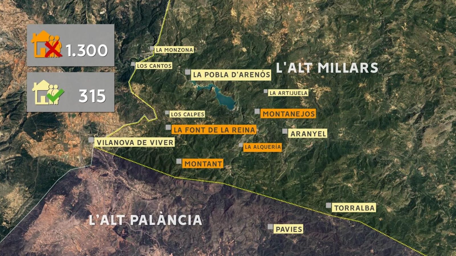 El veïnat de Montanejos, Montant i la Font de la Reina encara està desallotjat El veïnat de Montanejos, Montant i la Font de la Reina encara està desallotjat