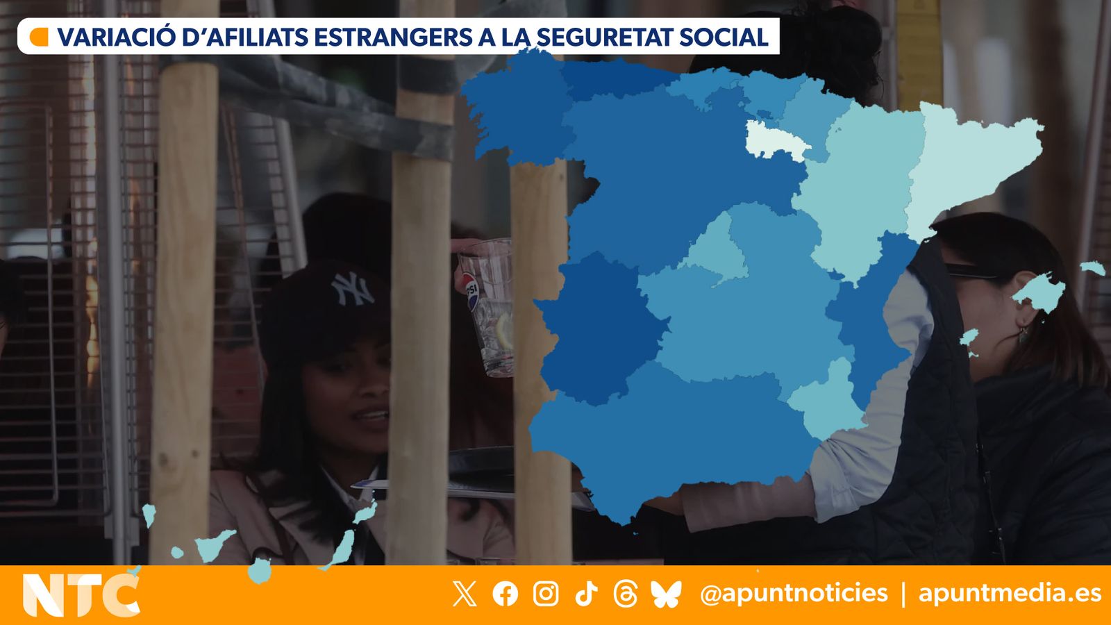 Mapa del estrangers afiliats a la Seguretat Social per províncies