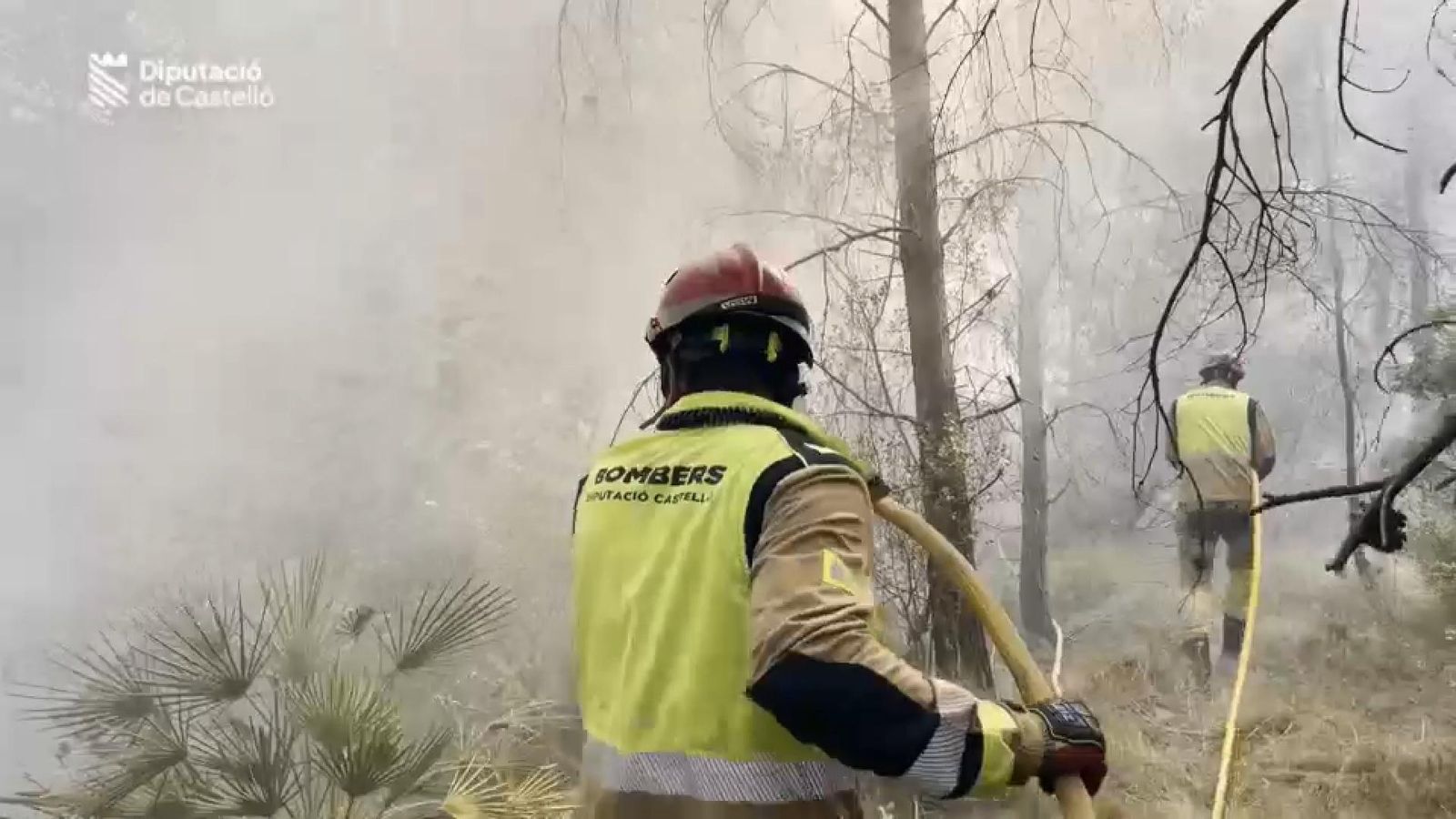 Efectius del Consorci Provincial de Bombers de Castelló, treballen per extingir un incendi forestal a Onda