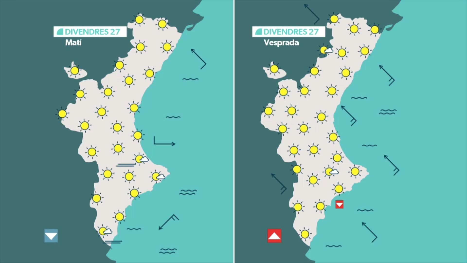 Ambient assolellat en el pronòstic d'este divendres Ambient assolellat en el pronòstic d'este divendres