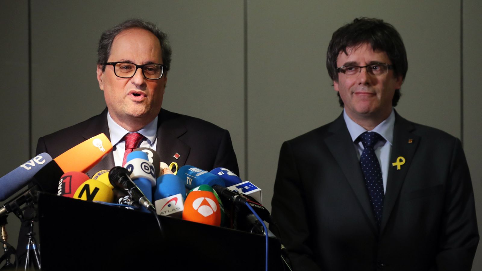 Quim Torra i Carles Puigdemont en una reunió prèvia a Berlín