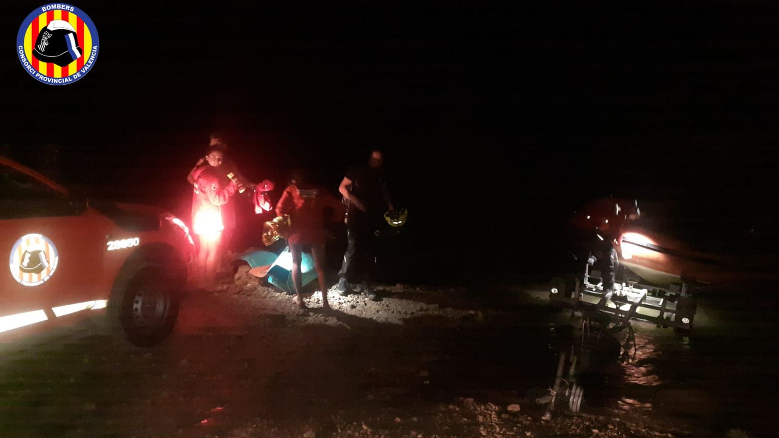 Moment del rescat al pantà de Tous