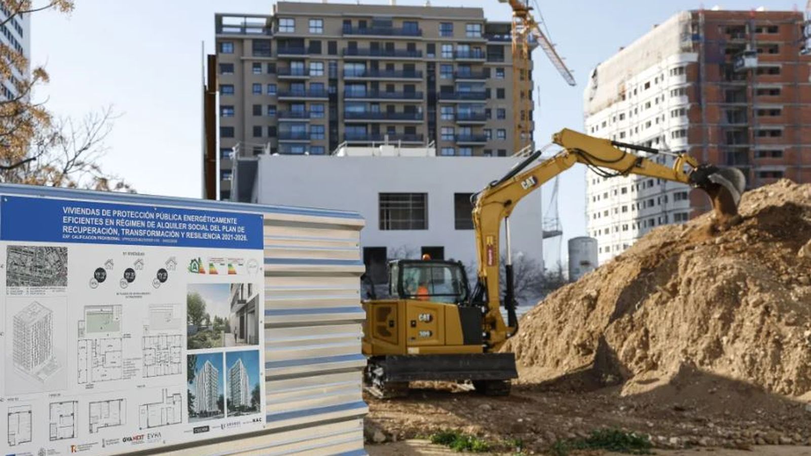 Obres d'un habitatge de promoció pública al barri de Malilla, a València