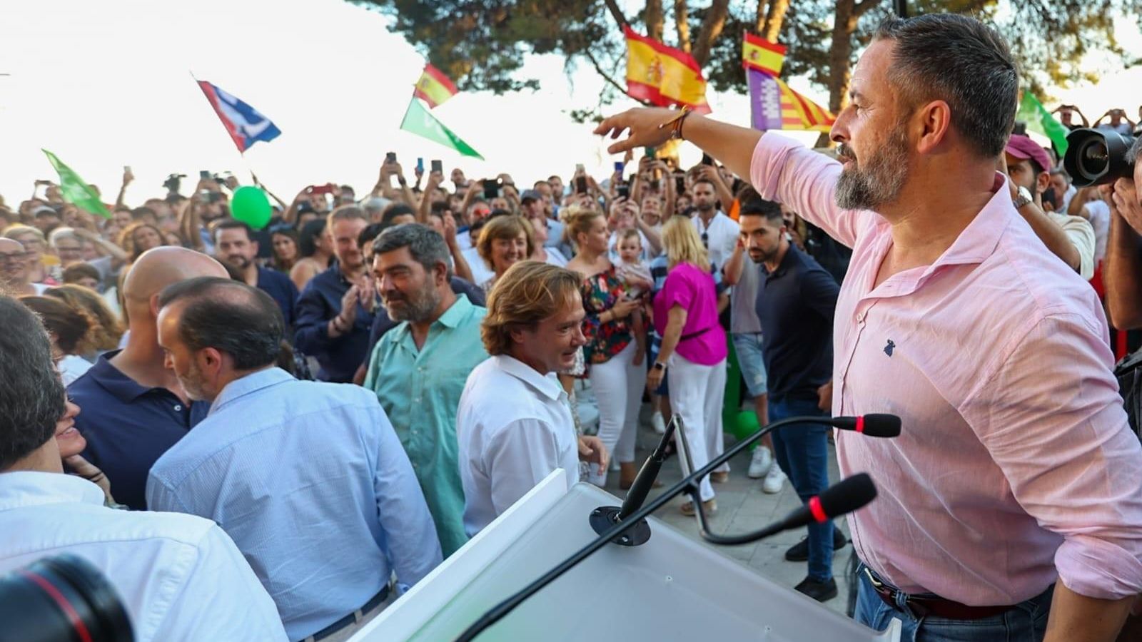 El líder de Vox durant un acte de partit a Palma