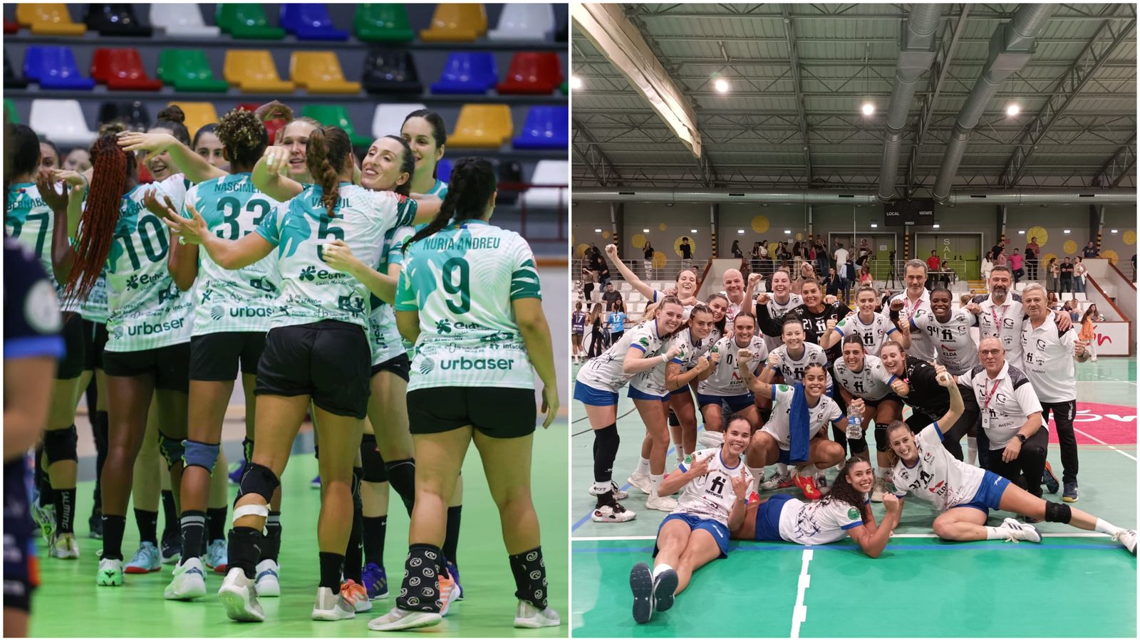 Les jugadores de l'Elx i l'Elda Prestigio celebren el triomf