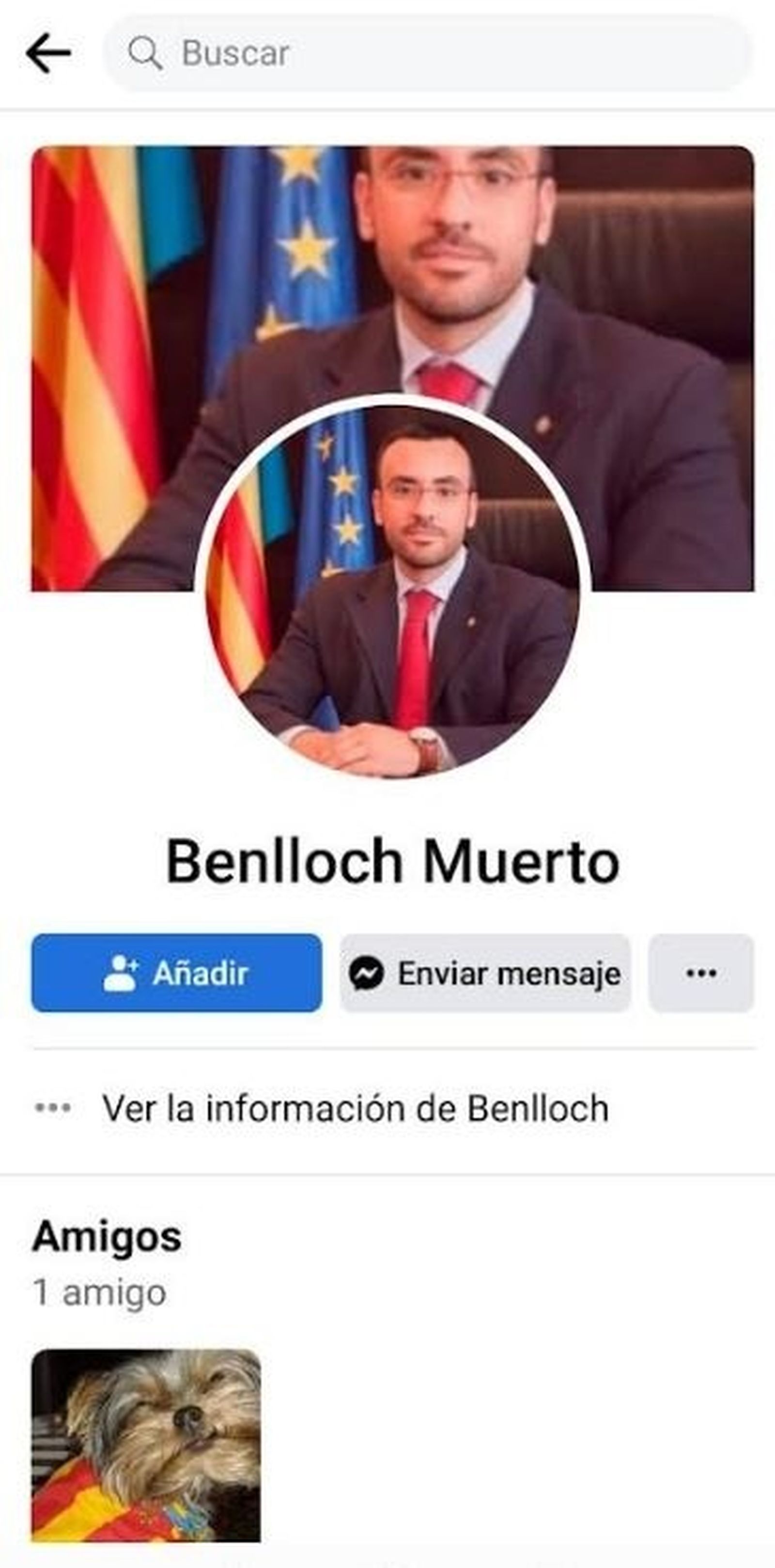 Imatge del compte de Facebook denunciat
