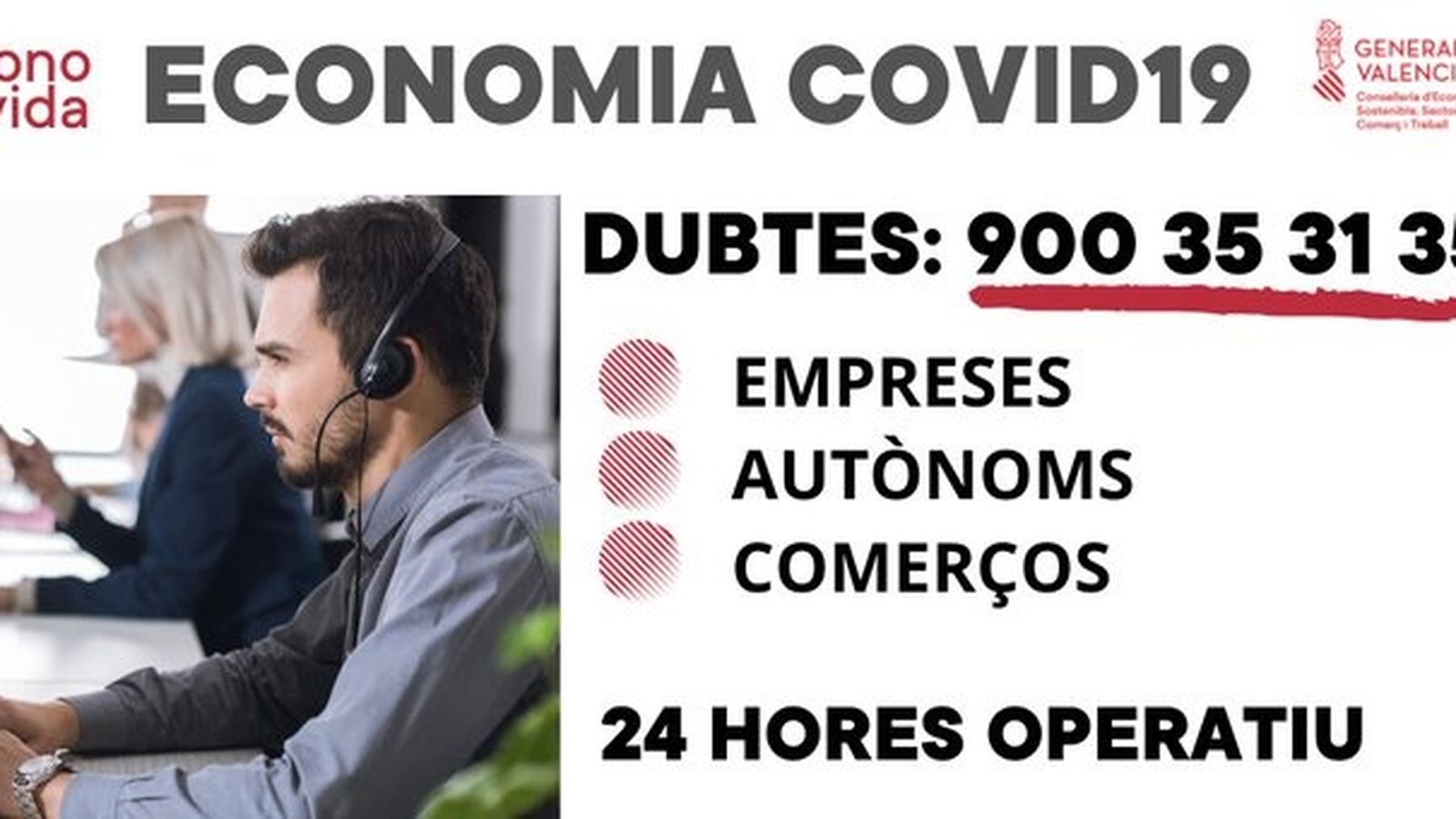 El telèfon 900 35 31 35 atendrà dubtes d'empreses, autònoms i comerços