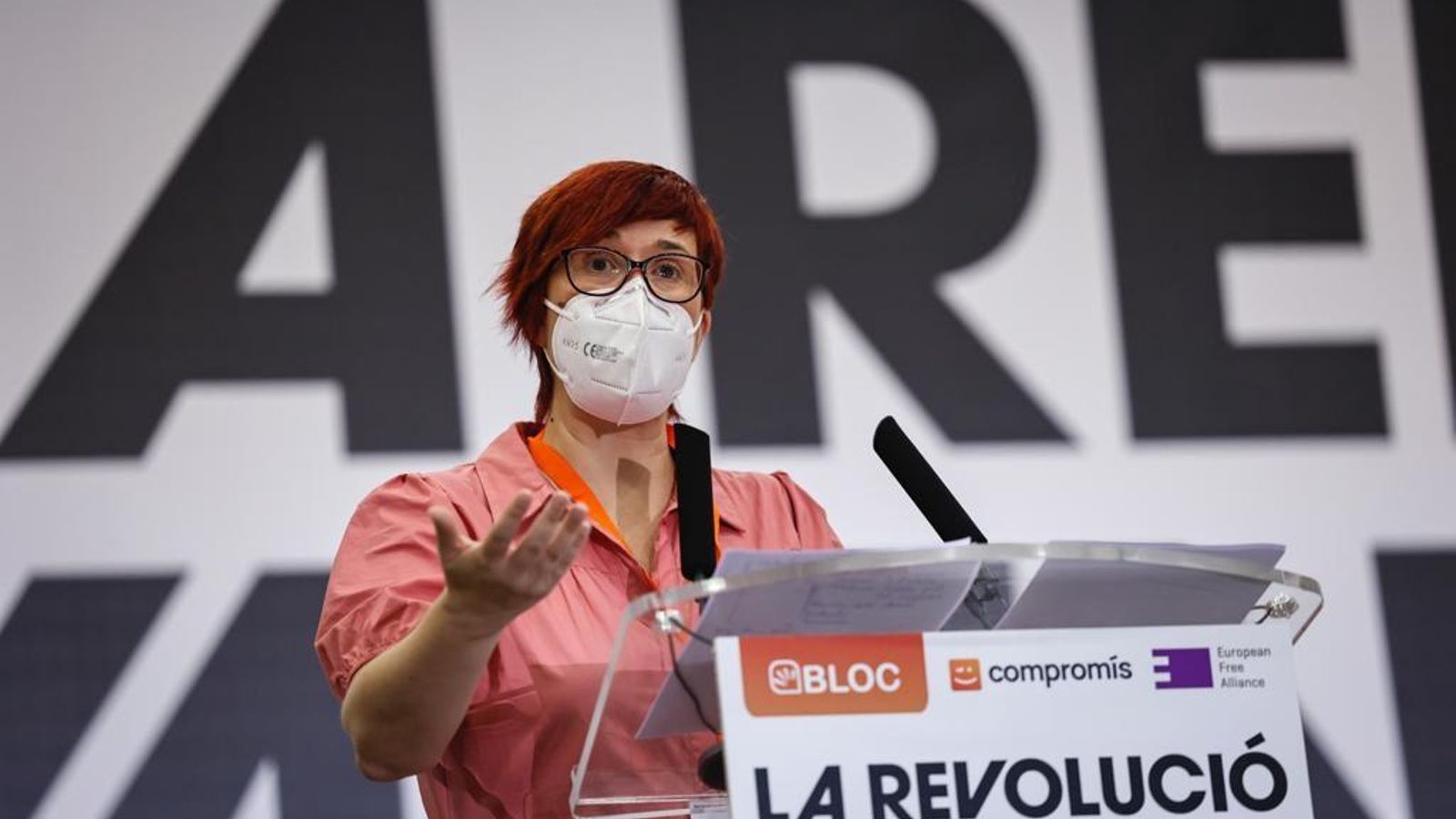 Àgueda Micó en un discurs durant el VIII Congrés Nacional del Bloc-Compromís