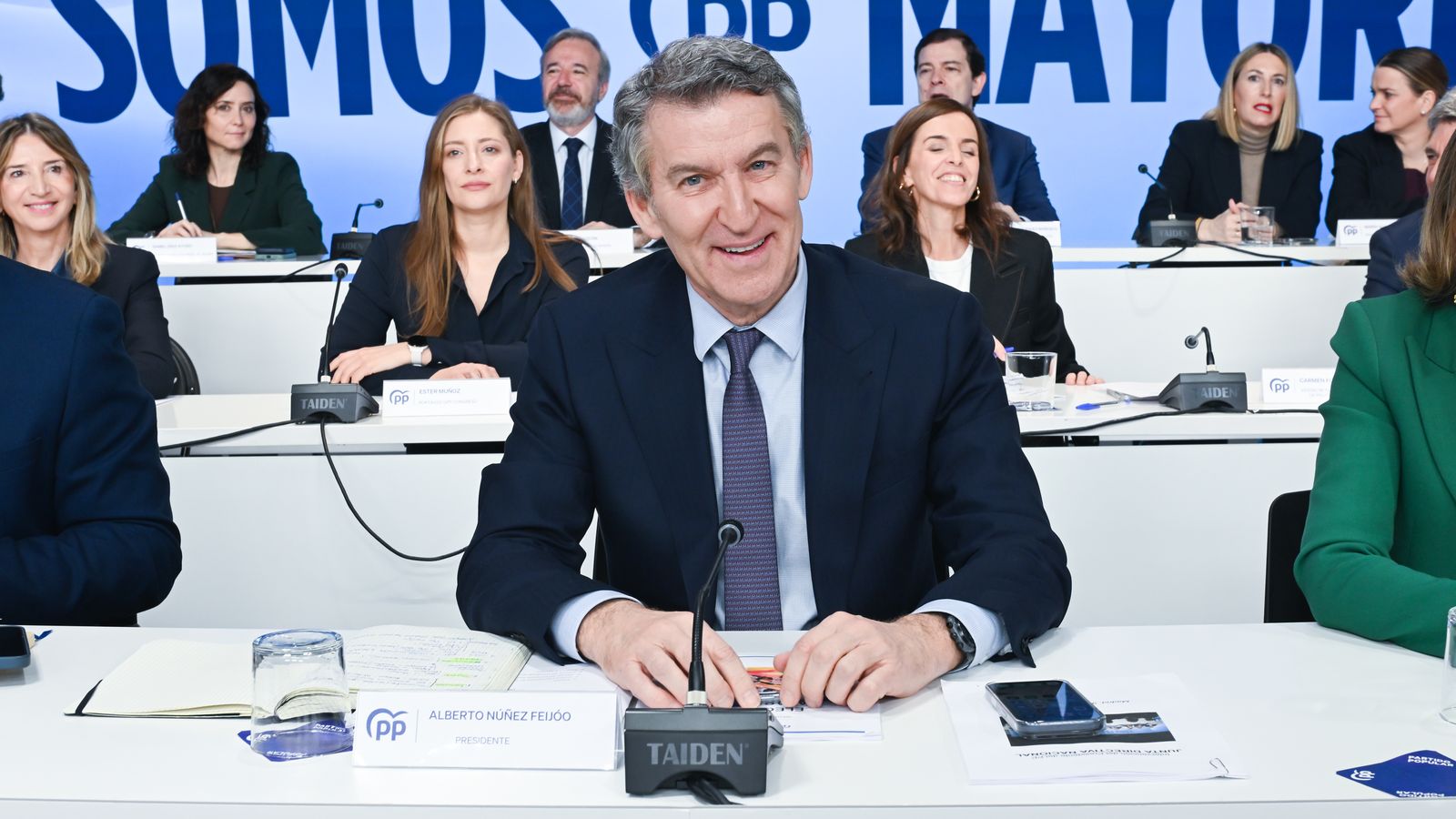 El president del Partit Popular, Alberto Núñez Feijóo, durant la reunió de la Junta Directiva Nacional del partit, el 9 de febrer de 2026, a Madrid