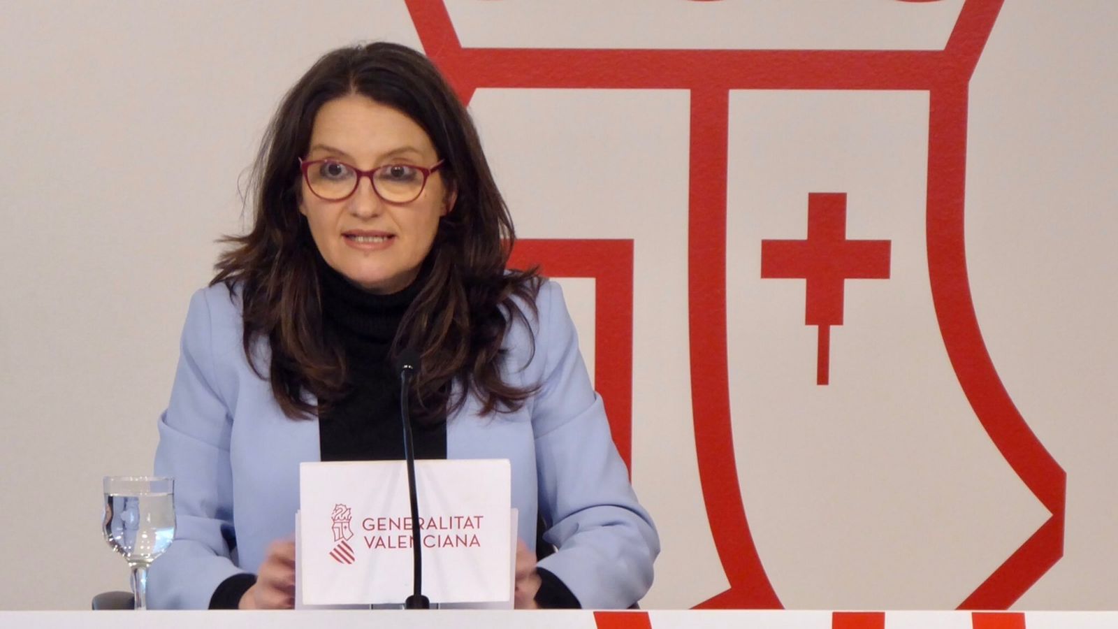 La vicepresidenta del Consell, Mónica Oltra, en la roda de premsa del Consell d'aquest divendres