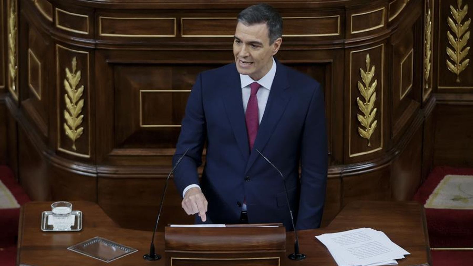 El candidat a la presidència del govern espanyol, Pedro Sánchez, en un moment del debat d'investidura
