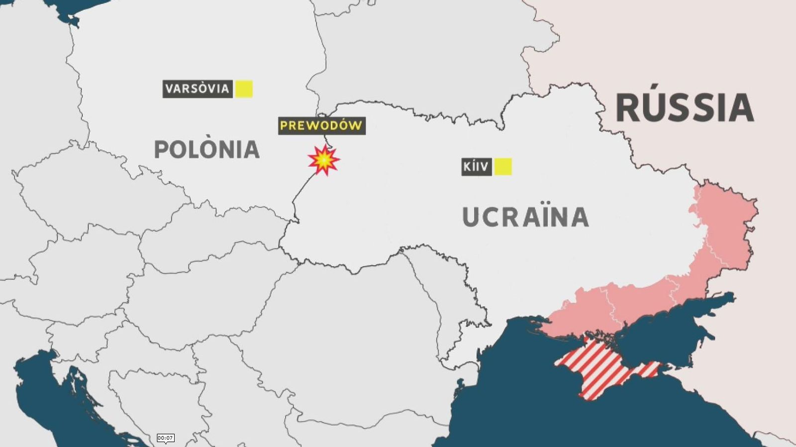 Localització d'on han impactat els míssils, prop de les assecadores de gra a Przewodow