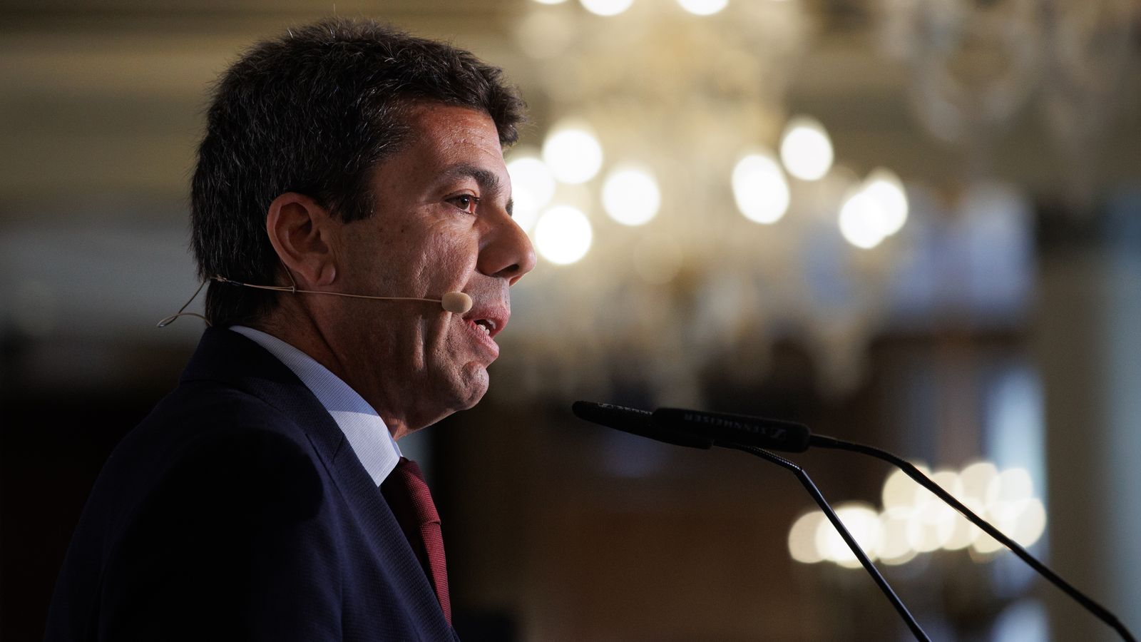 El president del PP a la Comunitat Valenciana durant la seua intervenció en el desdejuni informatiu d'aquest dijous a Madrid