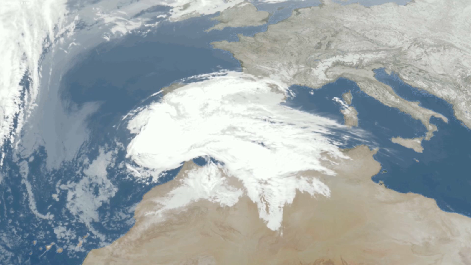 Mentre gran part del continent europeu es troba sota un potent anticicló, les imatges de satèl·lit mostren la situació d'inestabilitat que viu la península