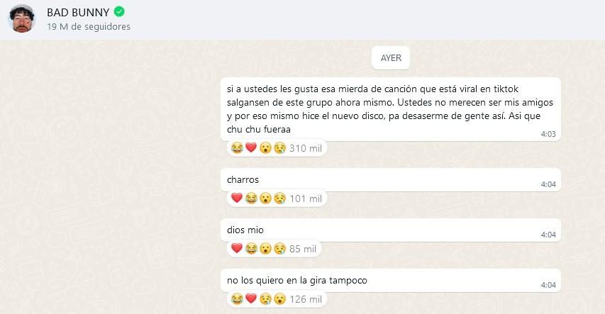 Canal de difusió de WhatsApp de Bad Bunny Canal de difusió de WhatsApp de Bad Bunny