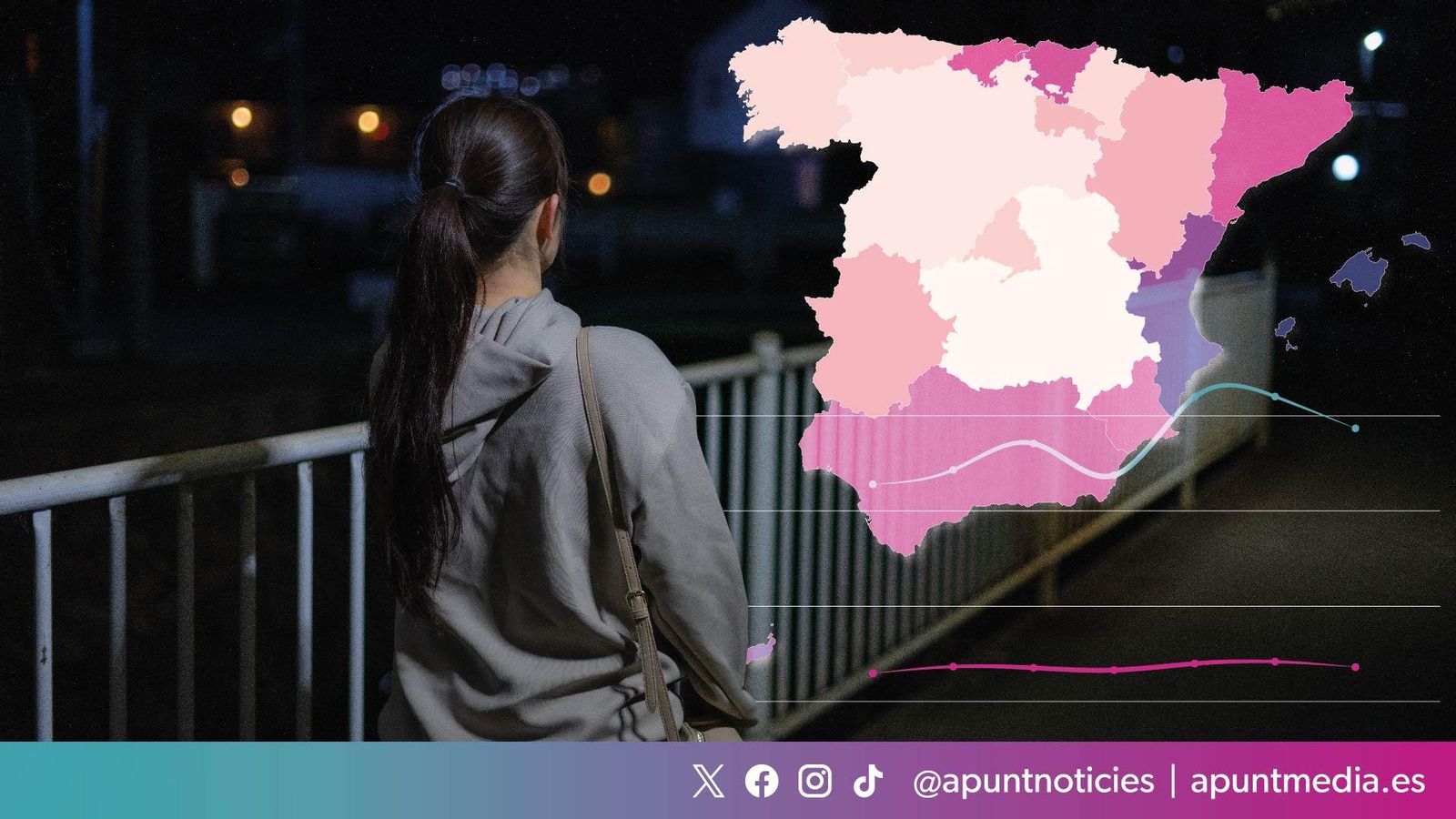 Una dona camina pel carrer de nit