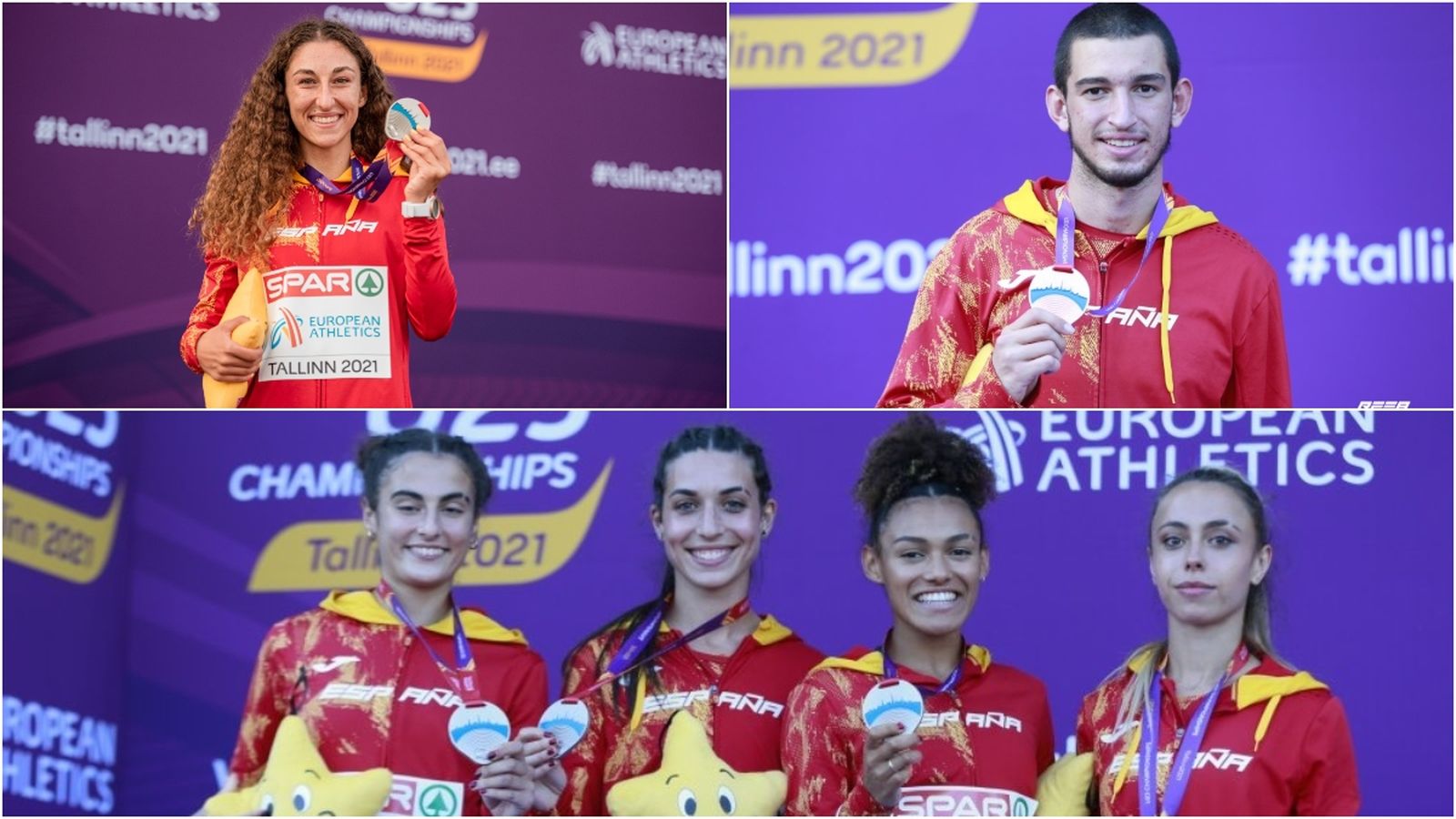 Les tres medalles de l'atletisme valencià: Claudia Conte, Quique Llopis i Carmen Marco