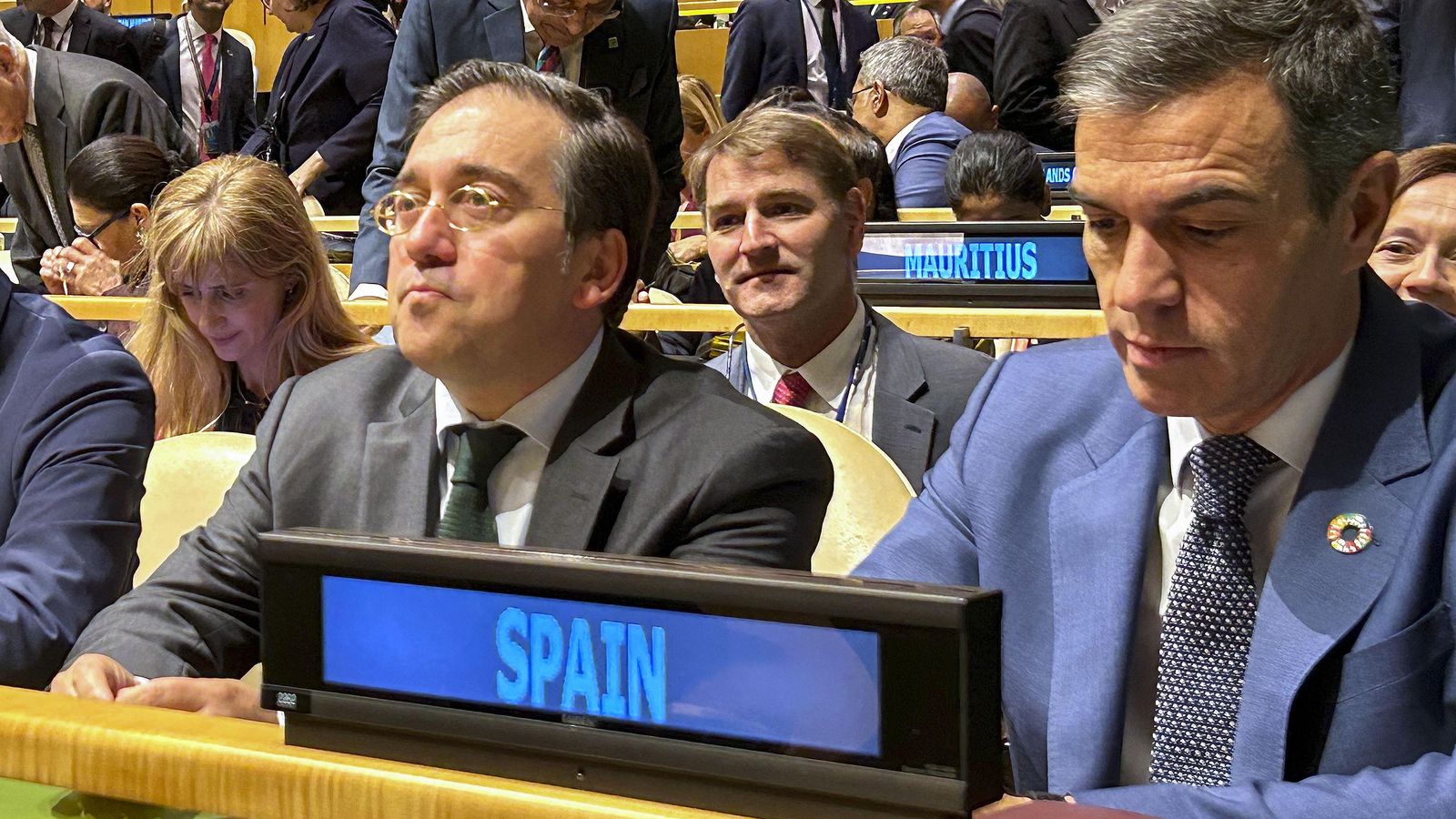El president el govern, Pedro Sánchez, durant l'assemblea de Nacions Unides El president el govern, Pedro Sánchez, durant l'assemblea de Nacions Unides